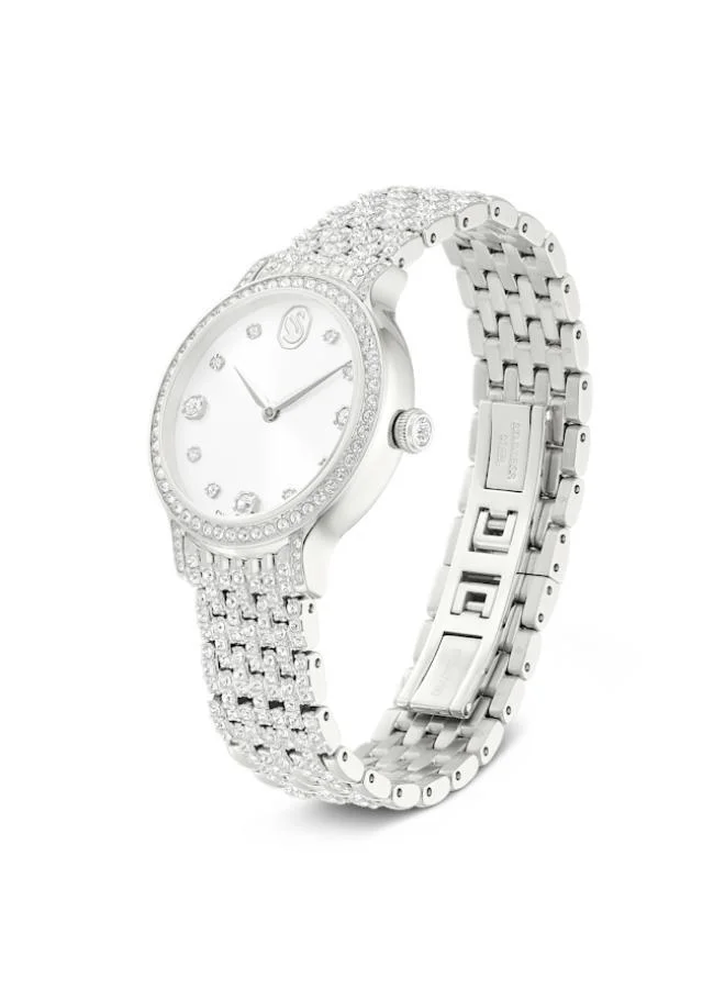 سواروفسكي ساعة إمبر ستانلس ستيل بقرص أبيض تناظرية